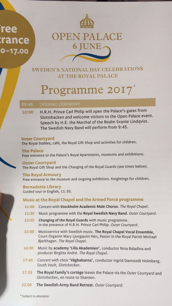 Susunan acara di istana raja di Stockholm